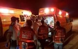 Medics at the scene of a stabbing near the Elyakim Junction in northern Israel on Saturday night, June 25,
 2017 (United Hatzalah)