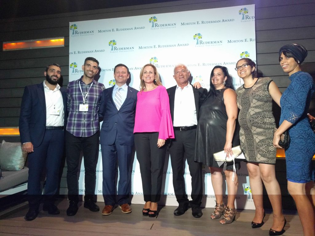 Marlee Matlin, center, poses with Jay Ruderman, to her left, and others at the Ruderman Family Foundation award ceremony in Tel Aviv, June 18, 2017. (Yaakov Schwartz/Times of Israel) Marlee Matlin, center, poses with Jay Ruderman, to her left, and others at the Ruderman Family Foundation award ceremony in Tel Aviv, June 18, 2017. (Yaakov Schwartz/Times of Israel)
