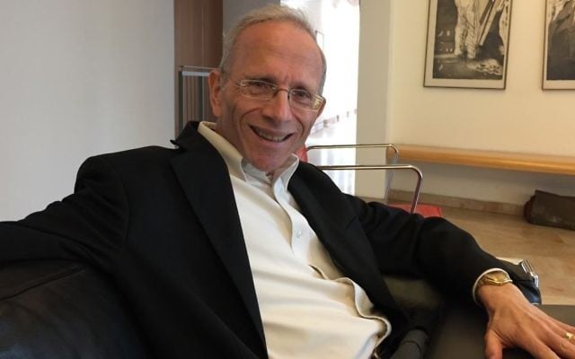 Prof. Jonathan Sarna in an interview following a lecture hosted by the Jewish Federations of North America at Jerusalem's Beit Avichai, on May 28, 2017. (Amanda Borschel-Dan/Times of Israel)