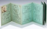The refugee card belonging to Zeev Jabotinsky that sold for $20,000 at a June 13, 2017 auction in New York. (Courtesy)