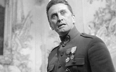 Kirk Douglas in Stanley Kubrick's masterpiece, Paths of Glory. The film, made in 1957, was banned in France until 1975. Due to its criticism of the conduct of French generals during the First World War, the French government even tried to prevent United Artists from distributing the film. (Screen capture)
