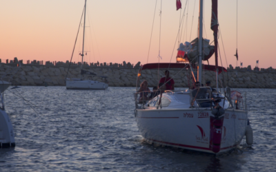 Illustrative: A yacht returns to Herzliya marina following the annual Ivy League yacht race, June 22, 2017. (Luke Tress/Times of Israel)