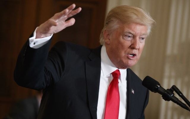 US President Donald Trump speaks in the East Room of the White House in Washington, January 27, 2017. (AP/Evan Vucci) 