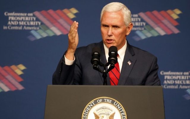 Vice President Mike Pence speaks during a conference on Prosperity and Security in Central America, Thursday, June 15, 2017, in Miami. (AP Photo/Wilfredo Lee, Pool) Vice President Mike Pence speaks during a conference on Prosperity and Security in Central America, Thursday, June 15, 2017, in Miami. (AP Photo/Wilfredo Lee, Pool)
