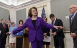 Sen. Dianne Feinstein ranking member on the Senate Judiciary Committee, center, during a news conference on Capitol Hill in Washington, D.C. on March 28, 2017. (AP Photo/J. Scott Applewhite)