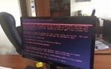 A computer screen cyberattack warning notice reportedly holding computer files to ransom, as part of a massive international cyberattack, at an office in Kiev, Ukraine,  June 27, 2017. (Oleg Reshetnyak via AP)