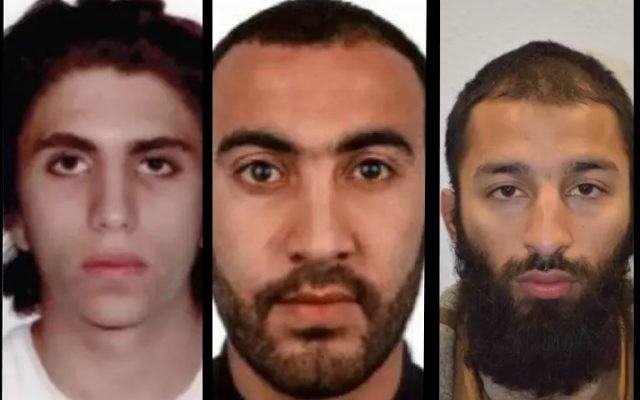 The attackers in London Bridge terror attack in June 2017. From left to right: Youssef Zaghba, Rachid Redouane and Khuram Butt (London Metropolitan Police) The attackers in London Bridge terror attack in June 2017. From left to right: Youssef Zaghba, Rachid Redouane and Khuram Butt (London Metropolitan Police)