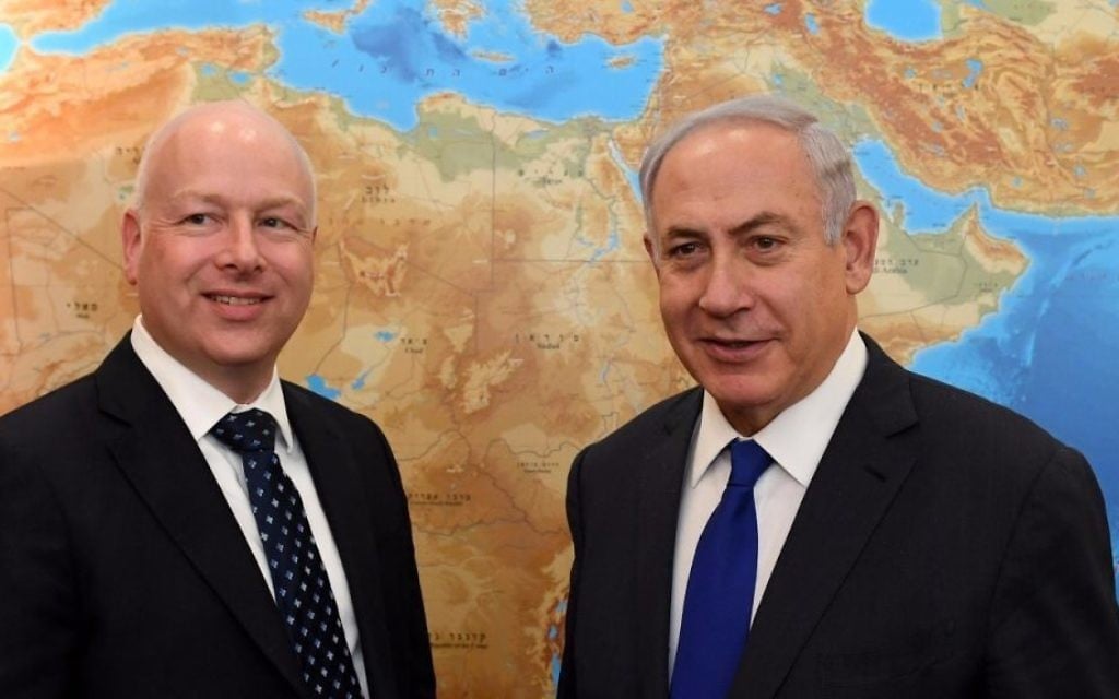 Assistant to the President and Special Representative for International Negotiations Jason Greenblatt, left, meets Prime Minister Benjamin Netanyahu at the Prime Minister’s Office in Jerusalem, June 20, 2017. (Kobi Gideon/GPO)