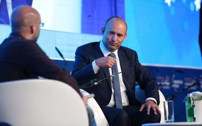 Education Minister Naftali Bennett speaks at the annual regional security conference at the Herzliya Interdisciplinary Center on June 22, 2017. (Oded Carni) Education Minister Naftali Bennett speaks at the annual regional security conference at the Herzliya Interdisciplinary Center on June 22, 2017. (Oded Carni)