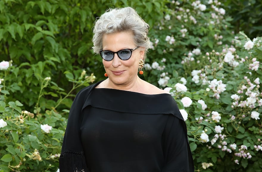 Bette Midler at the New York Restoration Project’s spring picnic at Morris-Jumel Mansion in New York, June 1, 2016. (Monica Schipper/WireImage/JTA) Bette Midler at the New York Restoration Project’s spring picnic at Morris-Jumel Mansion in New York, June 1, 2016. (Monica Schipper/WireImage/JTA)