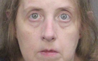 A mug shot of Lucy Richards who was sentenced to prison for threatening the father a Sandy Hook massacre victim. (Screen capture/YouTube)