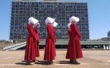 Handmaids in Tel Aviv, June 22, 2017. (Courtesy of HOT)