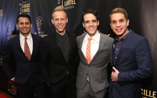 Some of the talent behind 'Dear Evan Hansen,' from left: Lyricists Benj Pasek and Justin Paul, writer Steven Levinson and lead actor Ben Platt at the NYU Skirball Center, May 7, 2017. (Monica Schipper/Getty Images for Lucille Lortel Awards/JTA) Some of the talent behind 'Dear Evan Hansen,' from left: Lyricists Benj Pasek and Justin Paul, writer Steven Levinson and lead actor Ben Platt at the NYU Skirball Center, May 7, 2017. (Monica Schipper/Getty Images for Lucille Lortel Awards/JTA)