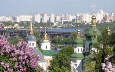 The city of Kiev, Ukraine, seen from the Vydubychi Monastery. (CC BY-SA 3.0 I, Levchuk Volodymyr/Wikimedia Commons)