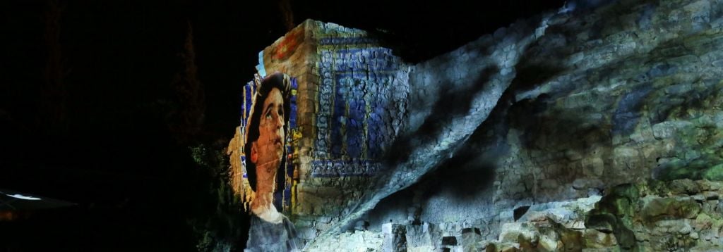 A screenshot from the new 'Hallelujah' night-time attraction at the City of David in Jerusalem. (courtesy AVS) A screenshot from the new 'Hallelujah' night-time attraction at the City of David in Jerusalem. (courtesy AVS)