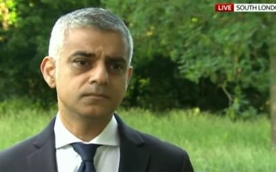 London Mayor Sadiq Khan responds to the London Bridge terror attack, June 4, 2017. (Screen capture: YouTube)