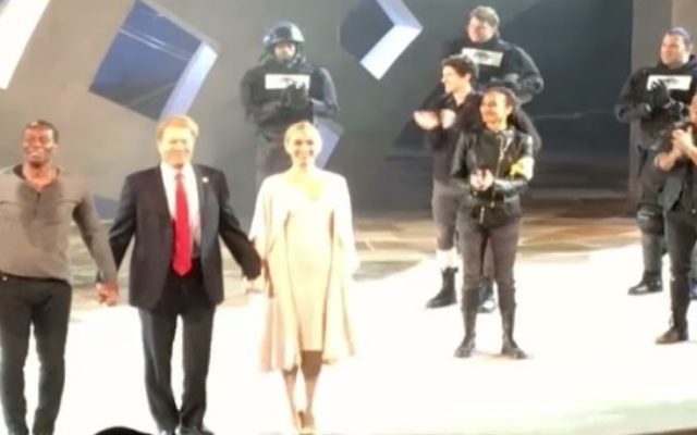 Actors in the Central Park production of Julius Caesar, June 2017 (YouTube screenshot)