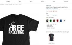 Free Palestine shirt with map covering all of Israel, for sale via Amazon, June 8, 2017 (Amazon screenshot)