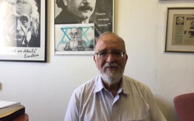 Prof. Isaac Ben-Israel at his Tel Aviv University office, June 19, 2017 (DH / ToI staff) Prof. Isaac Ben-Israel at his Tel Aviv University office, June 19, 2017 (DH / ToI staff)