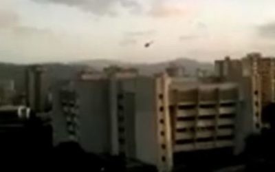 Screen capture from video showing a helicopter dropping grenades on Venezuela's Supreme Court, June 27, 2017. (YouTube/DAHBOO777)