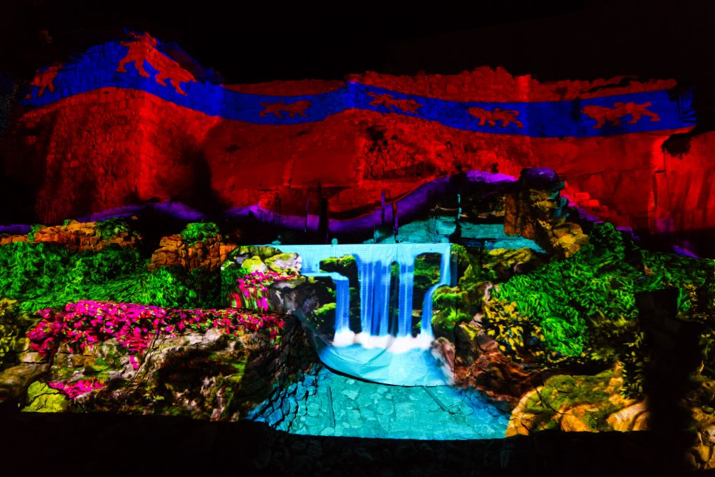 A screenshot from the new 'Hallelujah' night-time attraction at the City of David in Jerusalem. (Dudi Vaaknin/courtesy City of David archive) A screenshot from the new 'Hallelujah' night-time attraction at the City of David in Jerusalem. (Dudi Vaaknin/courtesy City of David archive)