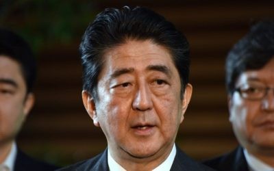Japanese Prime Minister Shinzo Abe (C) speaks to the media at his official residence in Tokyo on July 4, 2017, after a ballistic missile was launched by North Korea. (AFP Photo/Kazuhiro Nogi) Japanese Prime Minister Shinzo Abe (C) speaks to the media at his official residence in Tokyo on July 4, 2017, after a ballistic missile was launched by North Korea. (AFP Photo/Kazuhiro Nogi)