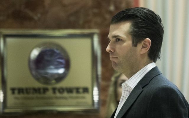 This file photo taken on December 06, 2016 shows Donald Trump Jr. as he walks around Trump Tower in New York. (AFP Photo/Eduardo Munoz Alvarez)