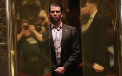 This file photo taken on January 17, 2017 shows Donald Trump Jr. arriving at Trump Tower in New York. (AFP Photo/Getty Images North America/John Moore)