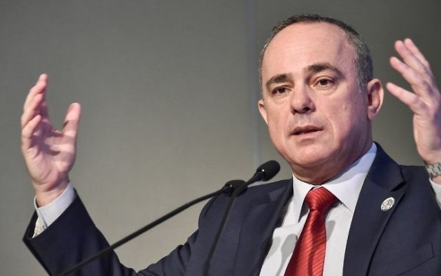 Energy Minister Yuval Steinitz delivers a speech on July 12, 2017 at the World Petroleum Congress in Istanbul. (AFP Photo/Ozan Kose)