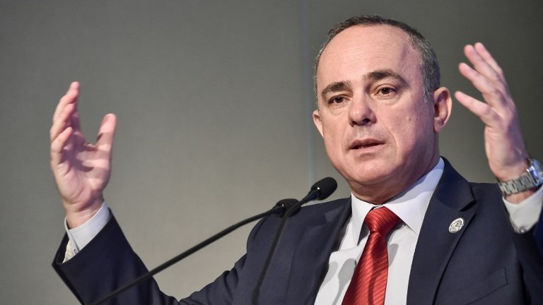Energy Minister Yuval Steinitz delivers a speech on July 12, 2017 at the World Petroleum Congress in Istanbul. (AFP Photo/Ozan Kose) Energy Minister Yuval Steinitz delivers a speech on July 12, 2017 at the World Petroleum Congress in Istanbul. (AFP Photo/Ozan Kose)