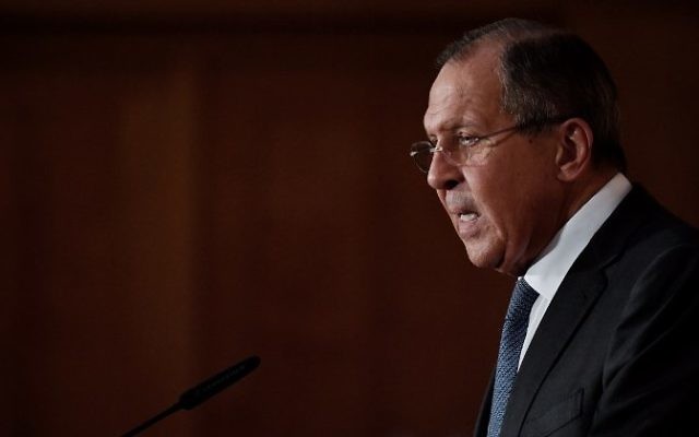 Russian Foreign Affairs Minister Sergey Lavrov makes a speech at the foreign ministry during an event marking the end of the "German-Russian Youth exchange Year" in Berlin, July 13, 2017. (AFP/John MACDOUGALL) Russian Foreign Affairs Minister Sergey Lavrov makes a speech at the foreign ministry during an event marking the end of the "German-Russian Youth exchange Year" in Berlin, July 13, 2017. (AFP/John MACDOUGALL)