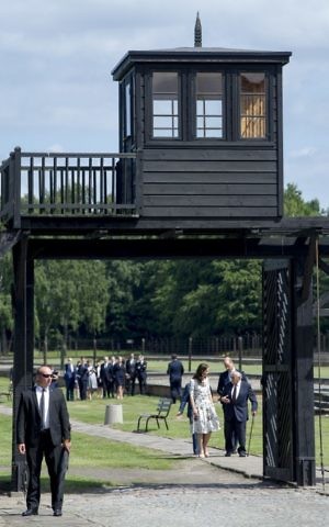 Britain's Prince William, Duke of Cambridge (2nd R), and his wife Kate, the Duchess of Cambridge (3rd R), visit the former Stutthof Nazi concentration camp near Gdansk, Poland, on July 18, 2017. (Simon Krawczyk/AFP)
