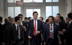 Trump senior adviser Jared Kushner (C) walks to a US and China comprehensive Economic Dialogue at the US Treasury Department, on July 19, 2017. (AFP Photo/Brendan Smialowski)