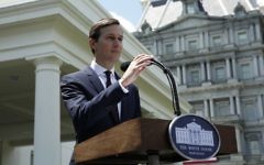 US President Donald Trump's son-in-law and special adviser Jared Kushner makes a statement at the White House, after being interviewed by the Senate Intelligence Committee in Washington, July 24, 2017. (AFP/YURI GRIPAS)