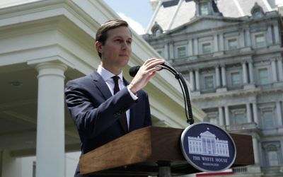 US President Donald Trump's son-in-law and special adviser Jared Kushner makes a statement at the White House, after being interviewed by the Senate Intelligence Committee in Washington, July 24, 2017. (AFP/YURI GRIPAS)