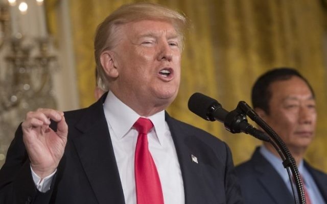 US President Donald Trump speaks during an event in the East Room of the White House in Washington, DC, July 26, 2017. (AFP/SAUL LOEB) US President Donald Trump speaks during an event in the East Room of the White House in Washington, DC, July 26, 2017. (AFP/SAUL LOEB)