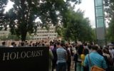 A rededication ceremony at the New England Holocaust Memorial in Boston, Massachusetts, following an act of vandalism, on July 11, 2017. (Matt Lebovic/The Times of Israel)