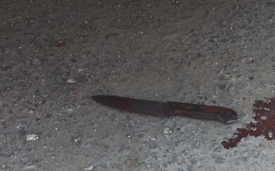 A knife that a Palestinian used to try to stab soldiers near the Palestinian village of Teqoa in the central West Bank on July 20, 2017. (IDF Spokesperson's Unit)