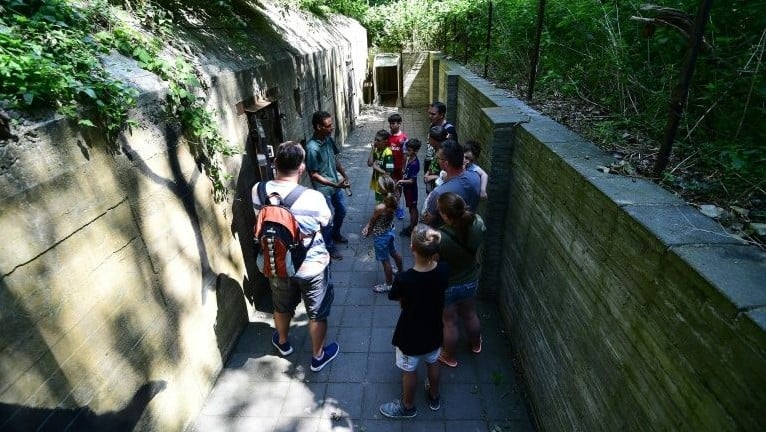 Visitors walks through the Nazi bunkers built during World War II in the Netherlands. (Emmanuel Durrand/AFP) Visitors walks through the Nazi bunkers built during World War II in the Netherlands. (Emmanuel Durrand/AFP)