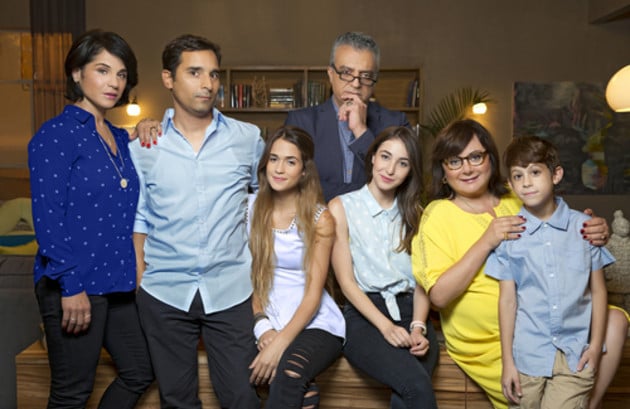 The TV family of Channel 10's 'La Famiglia,' with actors Rotem Ahubhab (far left) and Mariano Idelman (second from left) as husband and wife (Courtesy Armoza Formats)