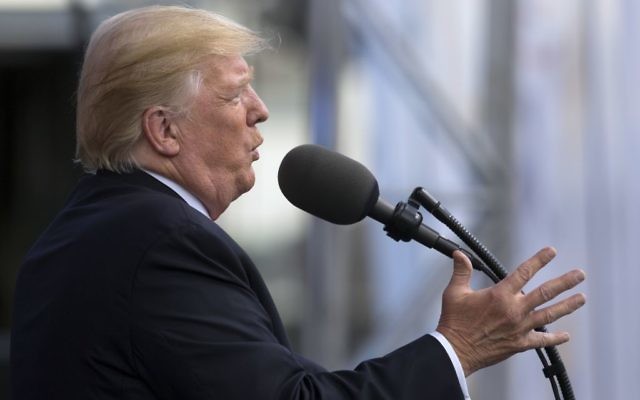 President Donald Trump speaks at the 2017 National Scout Jamboree, July 24, 2017. (AP Photo/Carolyn Kaster)