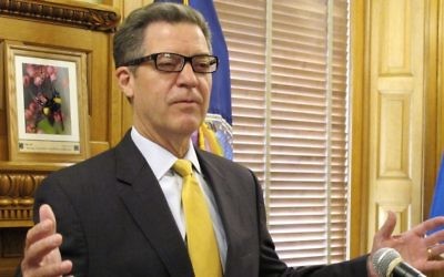 In this June 7, 2017 photo, Kansas Gov. Sam Brownback speaks during a news conference at the Statehouse in Topeka, Kansas. (AP/John Hanna)