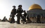 Border Police officers stand guard next to the Dome of the Rock on the Temple Mount in Jerusalem's Old City, July 27, 2017. (AP /Mahmoud Illean)