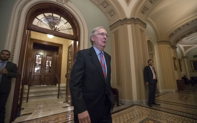 Senate Majority Leader Mitch McConnell of Ky. leaves the Senate chamber on Capitol Hill in Washington, Thursday, July 27, 2017. (AP Photo/J. Scott Applewhite) Senate Majority Leader Mitch McConnell of Ky. leaves the Senate chamber on Capitol Hill in Washington, Thursday, July 27, 2017. (AP Photo/J. Scott Applewhite)