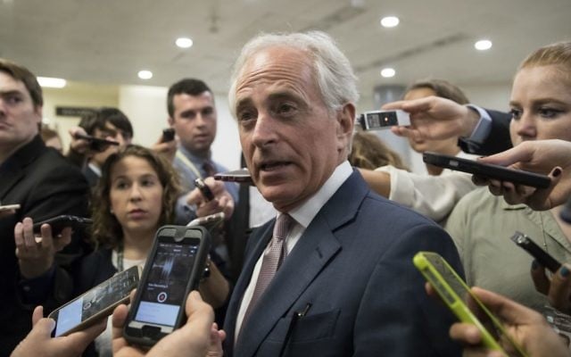 Republican Senator Bob Corker of Tennessee is surrounded by reporters on Capitol Hill in Washington, DC, July 27, 2017. (AP Photo/J. Scott Applewhite) Republican Senator Bob Corker of Tennessee is surrounded by reporters on Capitol Hill in Washington, DC, July 27, 2017. (AP Photo/J. Scott Applewhite)