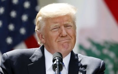 President Donald Trump smiles during a joint news conference with Lebanese Prime Minister Saad Hariri in the Rose Garden of the White House in Washington, Tuesday, July 25, 2017. (AP Photo/Alex Brandon)