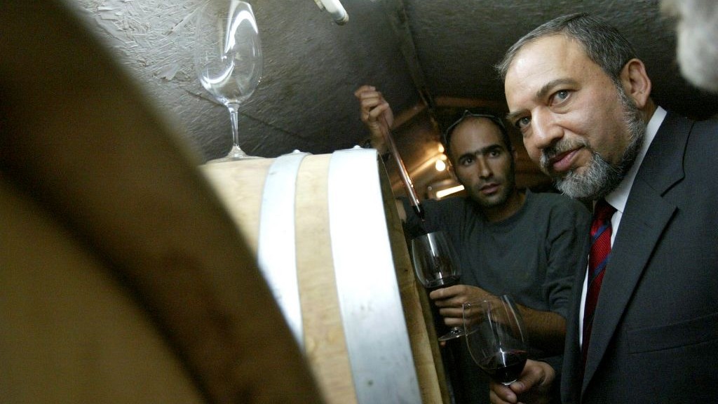 Avigdor Lieberman tastes wine as he tours the winery in Rahelim on October 9. 2007. (Olivier Fitoussi /Flash90) Avigdor Lieberman tastes wine as he tours the winery in Rahelim on October 9. 2007. (Olivier Fitoussi /Flash90)