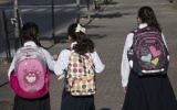 Illustrative image of ultra-Orthodox Jewish girls walking to school in Beitar Illit, on September 4, 2016. (Nati Shohat/Flash90)