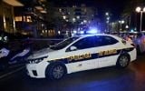 Illustrative: A police cruiser in the Israeli coastal town of Bat Yam on February 27, 2017. (Moti Karelitz/Flash90)