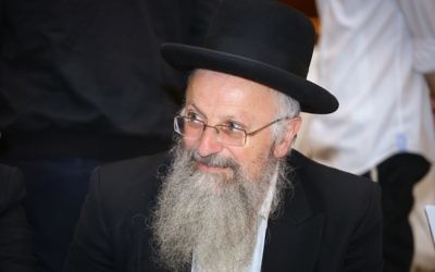 Safed Chief Rabbi Shmuel Eliyahu in Jerusalem, May 24, 2017. (Shlomi Cohen/Flash90)